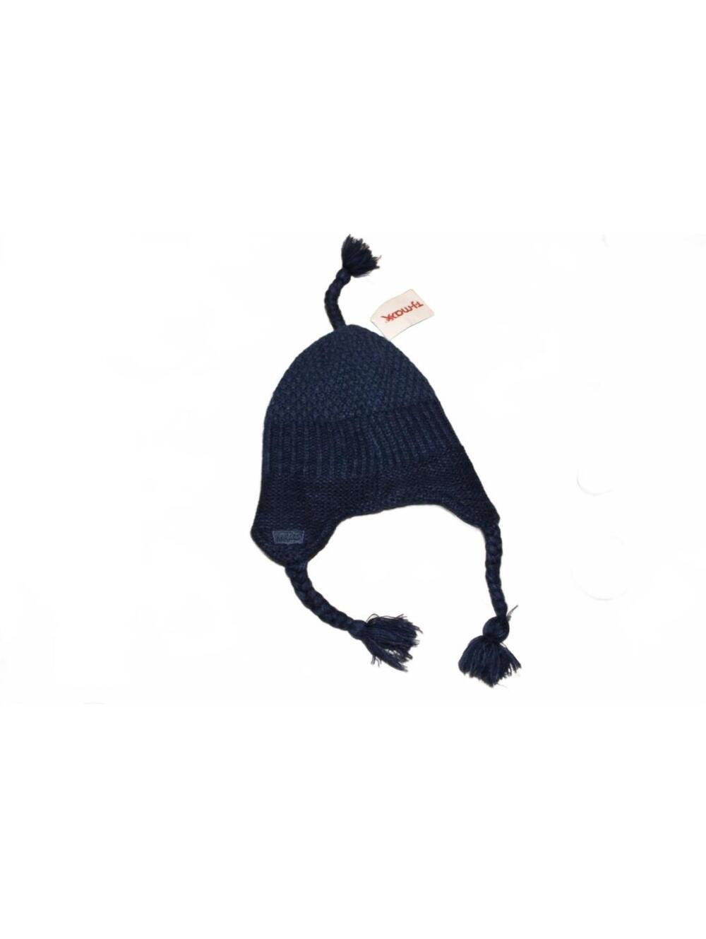 Levi’s Navy Blue Knit Earflap Hat with Braided Tassels